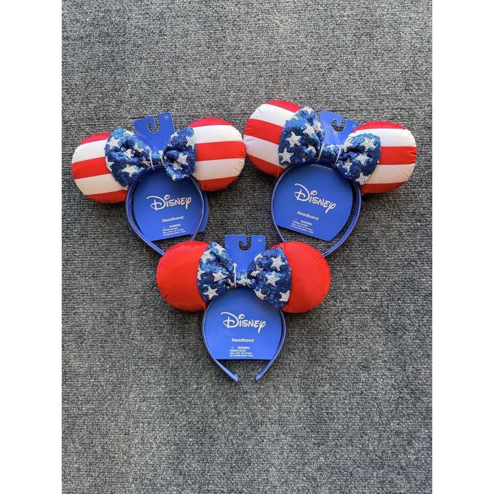 NWT! Disney Mini Mouse Ears Headband 4th of July American USA Red White Blue